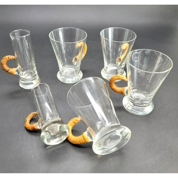 Carl Aubock Scandinavian Glasses Set Barware Mid Century Wrapped Cane Cr605 - Picture 8 of 10